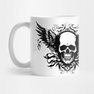 metal skull with wings Mug